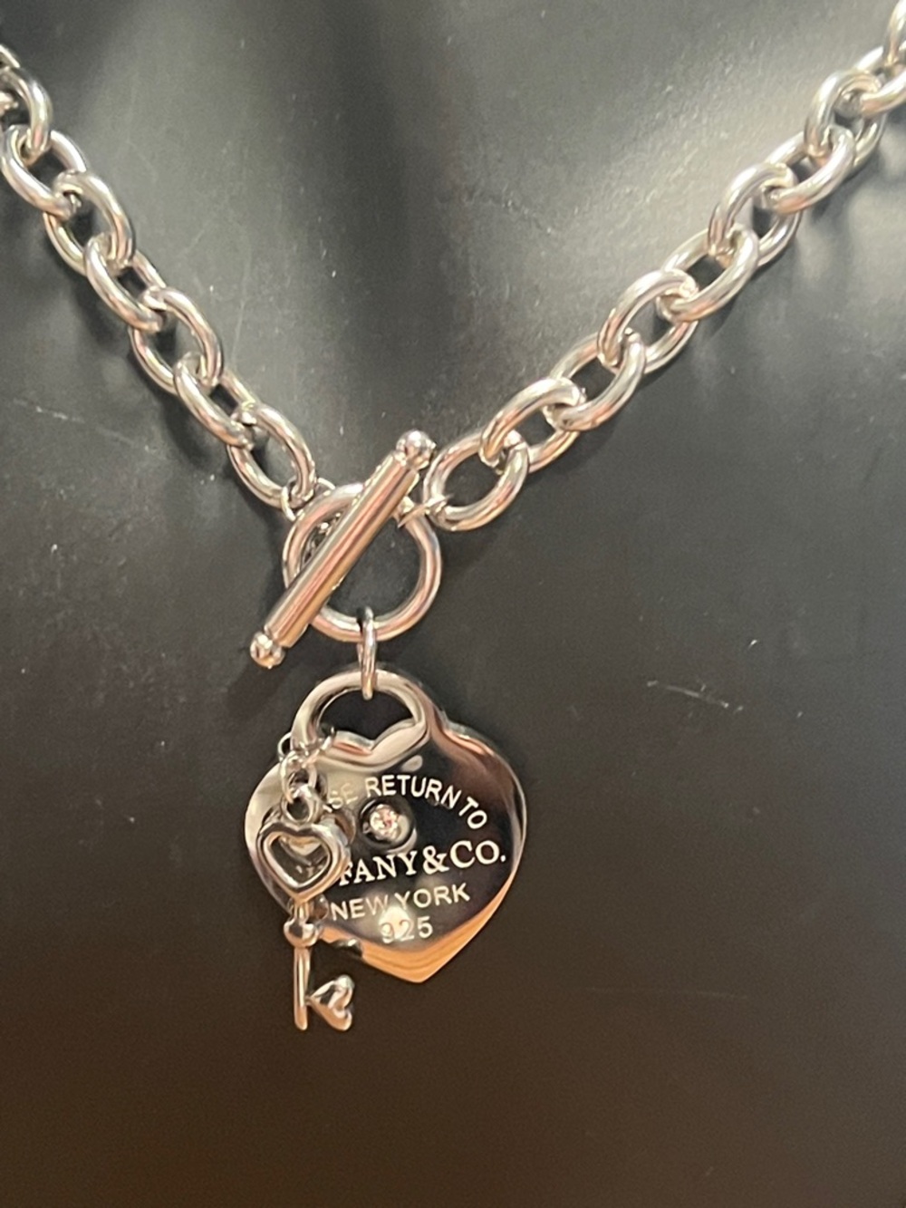 Silver Heart Tag Toggle Necklace and Bracelet Set - Picture 7 of 16